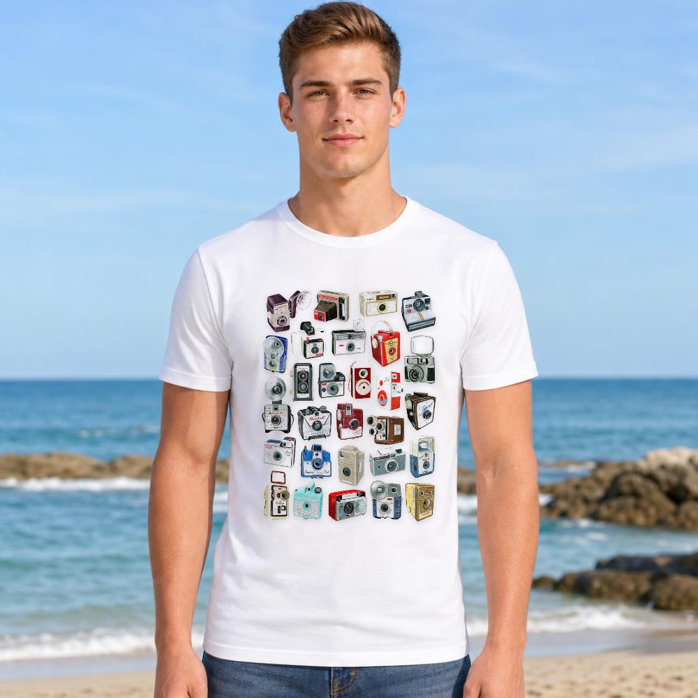 Collectible Vintage Cameras - Camiseta Gráfica Masculina Coleção Vintage de