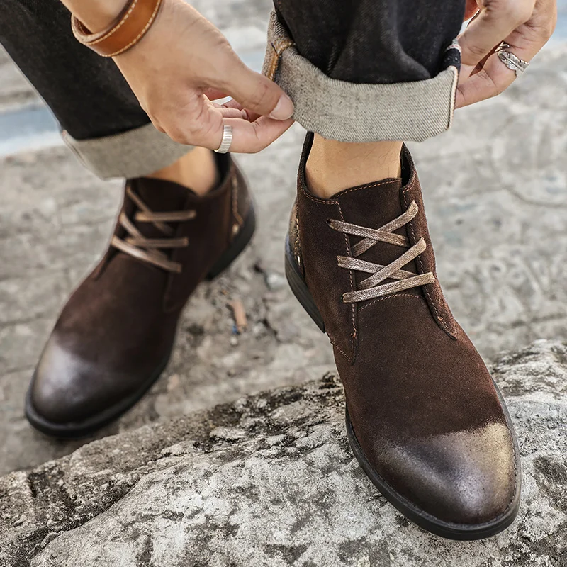 Nova camurça de vaca botas de  - Vintage Zipper avaliação e preço